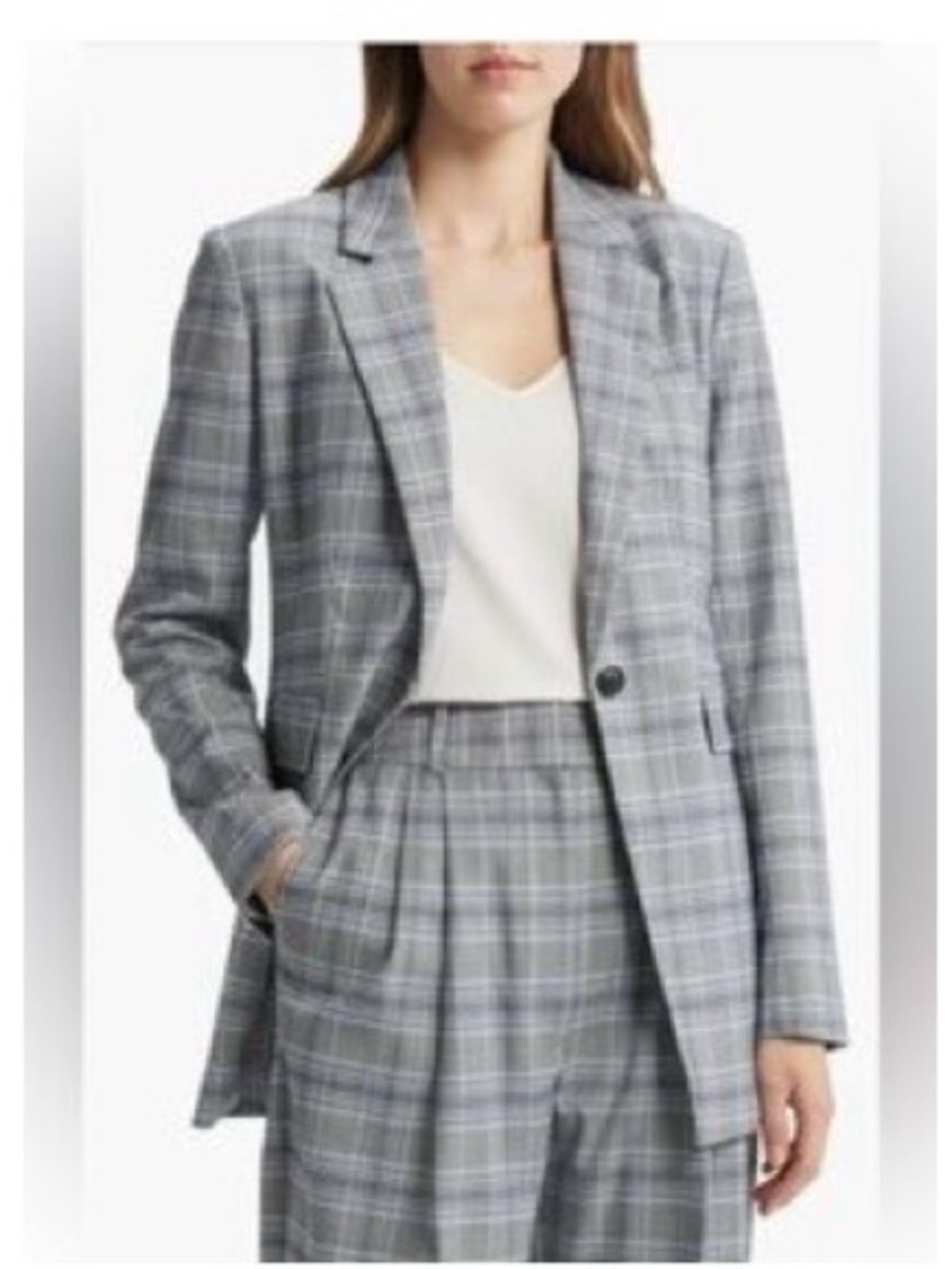 Nordstrom Light Gray Plaid Blazer Size Large